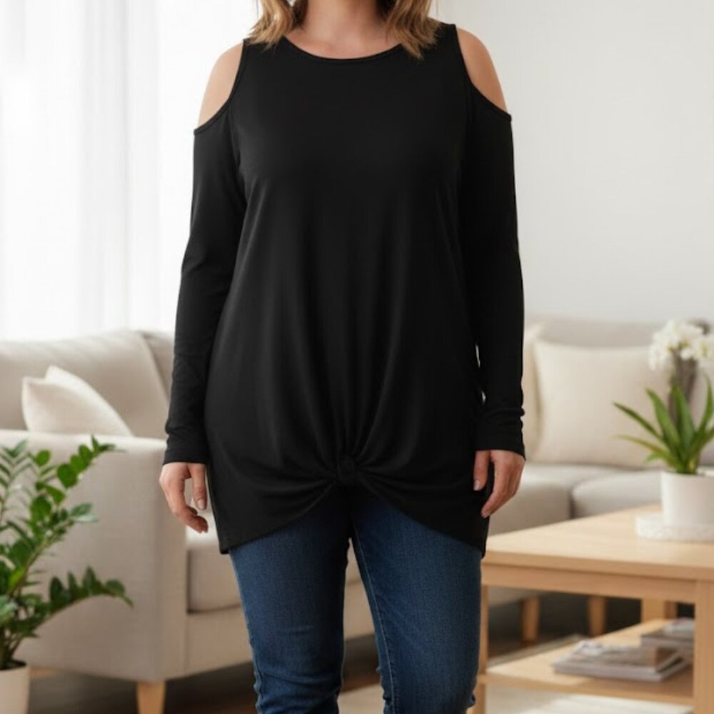 NWT Esther black cold shoulder long sleeved shirt sz XL